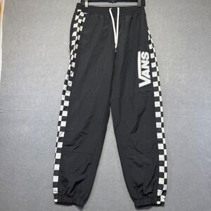 Vans Mens Black Checkerboard Side Stripe Logo Track Pants Joggers 30 Medium
